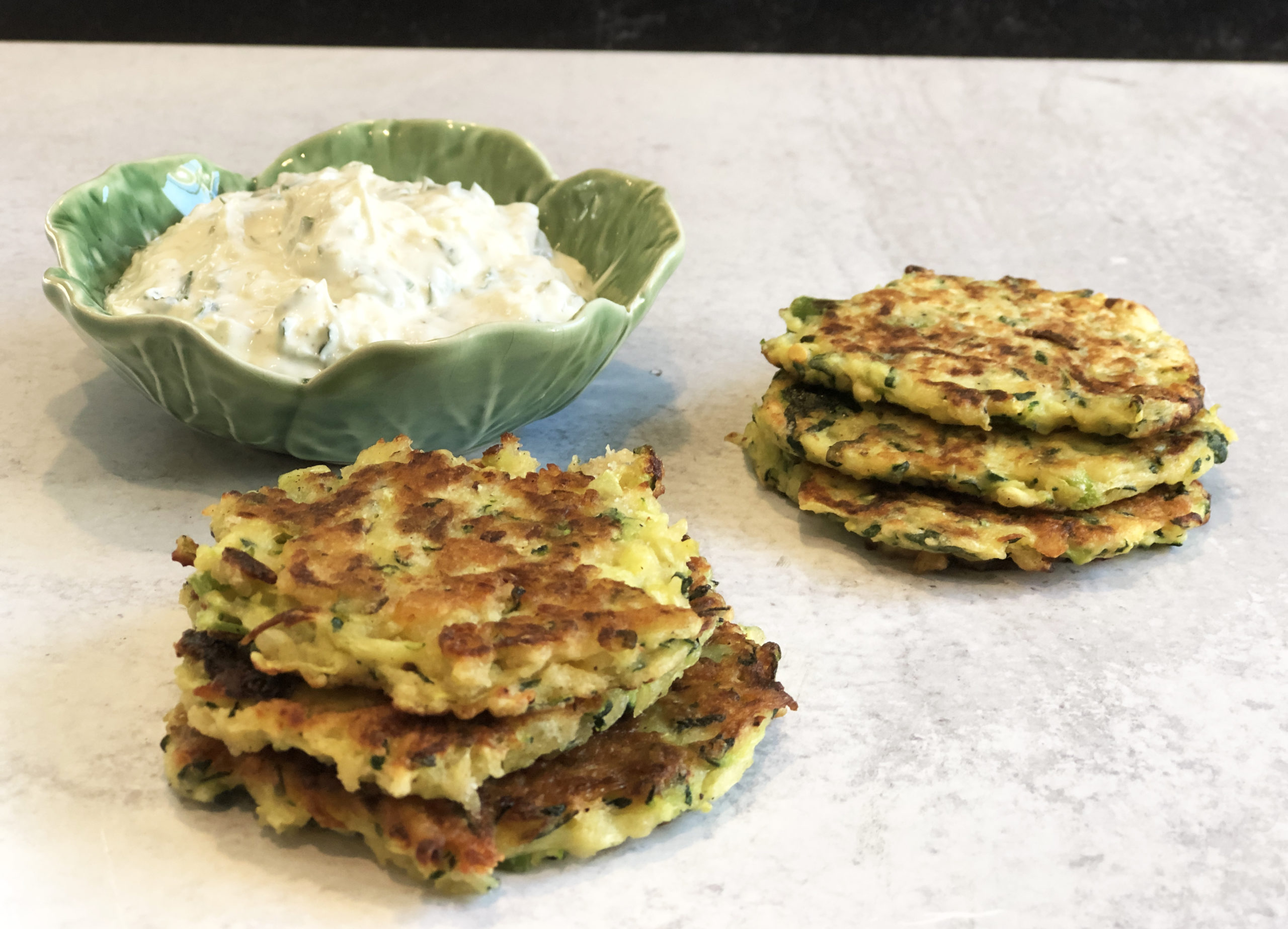 Zucchini Fritters with Herb Yogurt - My Studio Kitchen