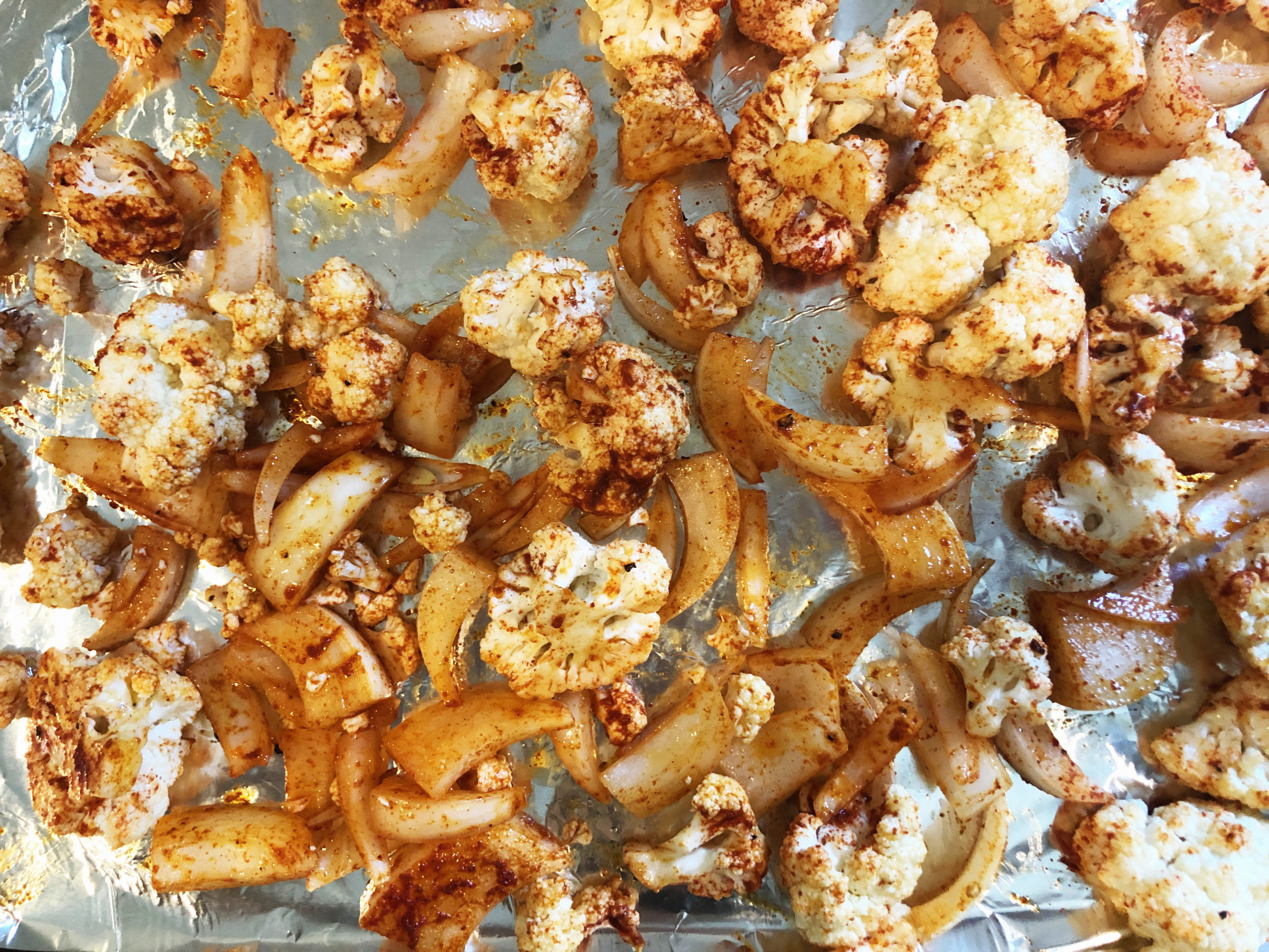 Roasted Cauliflower with Spices on sheet pan
