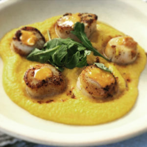 Seared Scallops with Carrot Coconut Purée