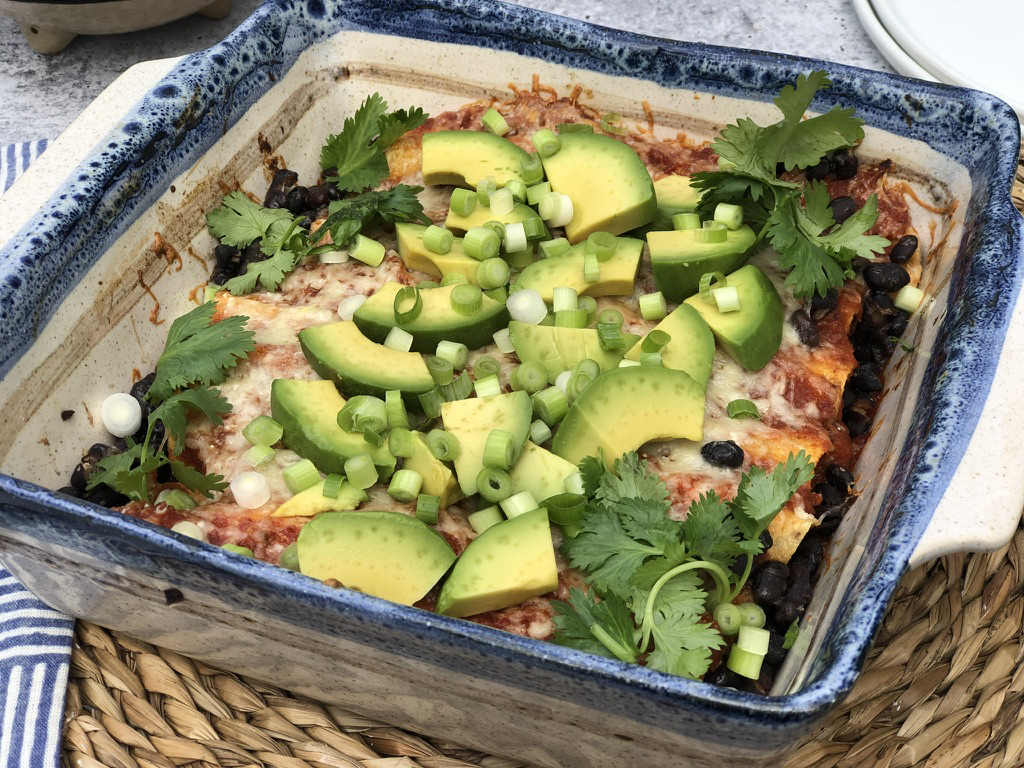 Cooked Tortilla with black beans and kale