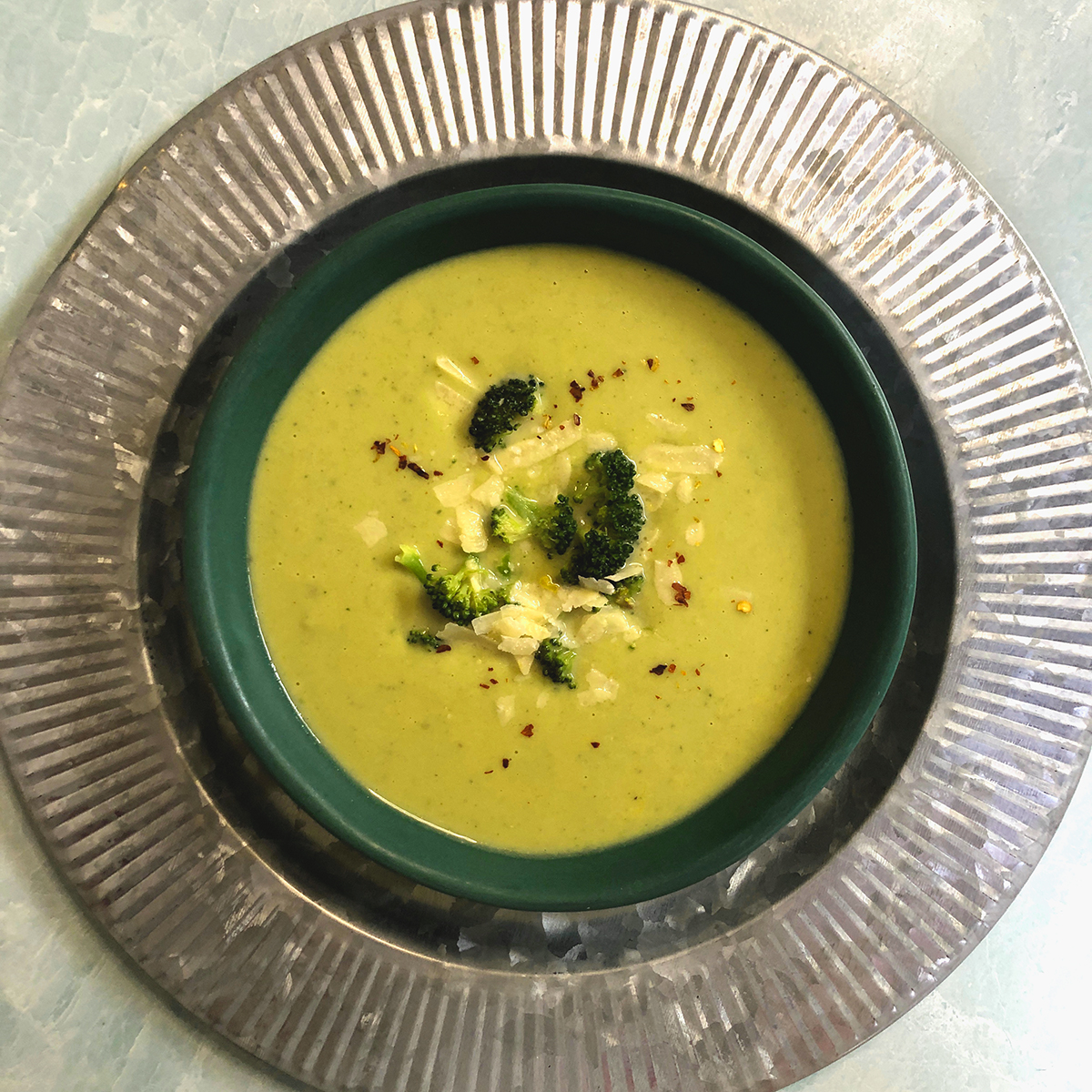 Broccoli Soup with Cheddar and Parmesan