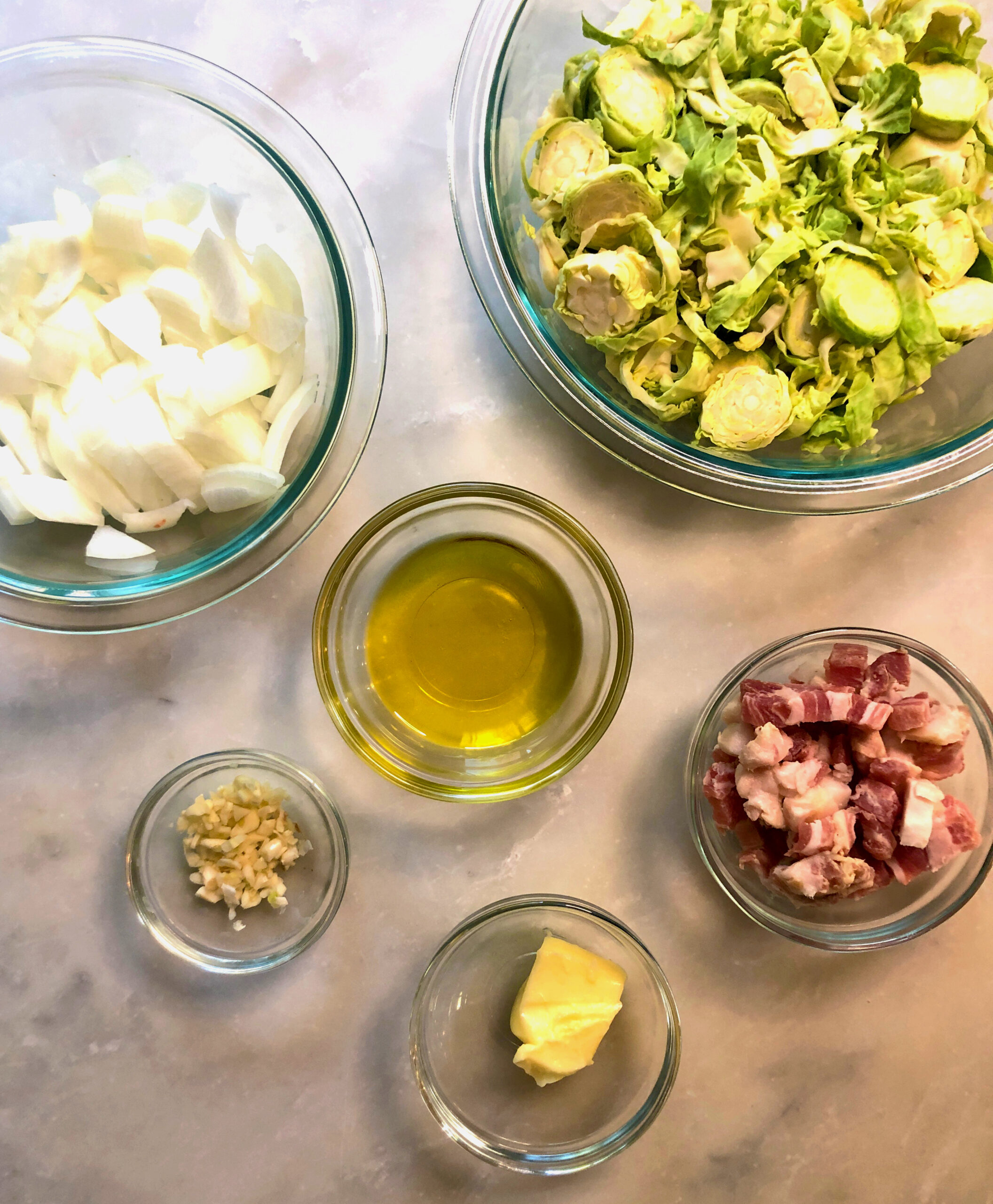 Brussels sprouts with pancetta and egg noodles ingredients